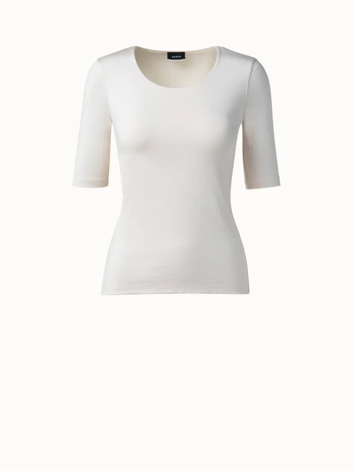 34 Length Sleeve Shirt From Silk Jersey Offwhite Women Akris Tops