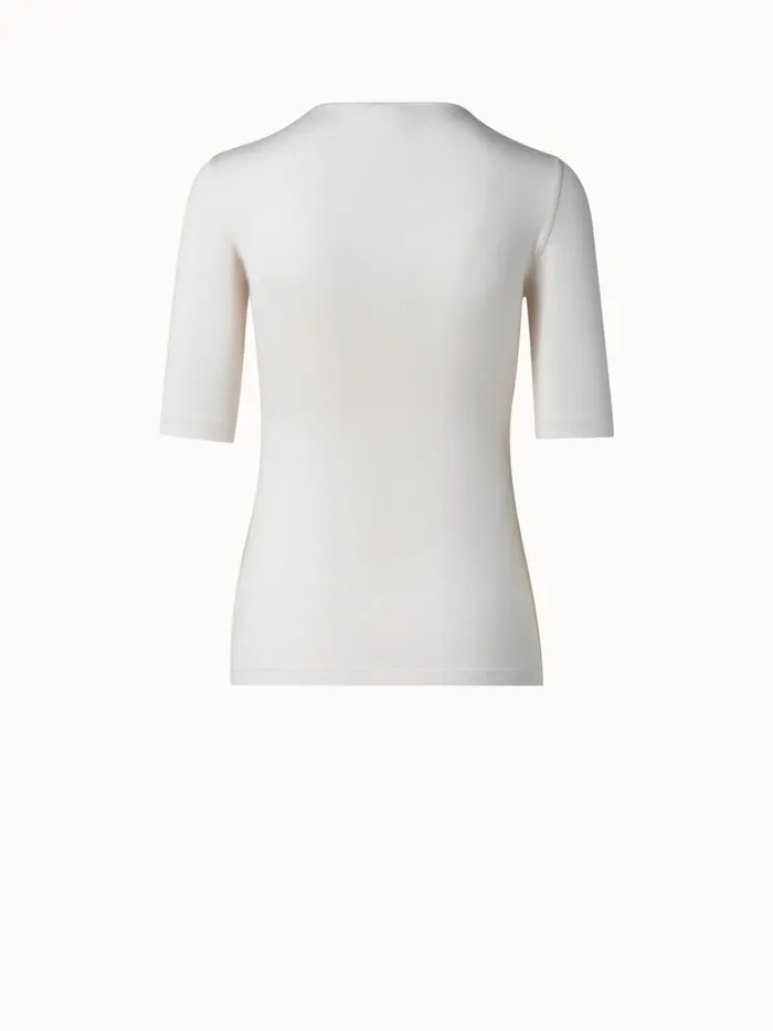 34 Length Sleeve Shirt From Silk Jersey Offwhite Women Akris Tops