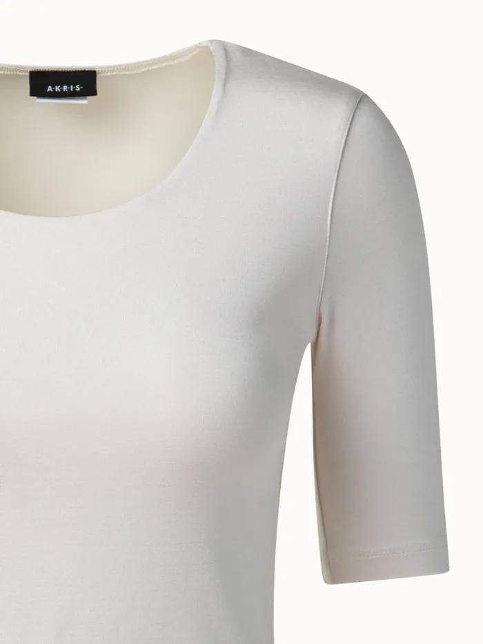 34 Length Sleeve Shirt From Silk Jersey Offwhite Women Akris Tops