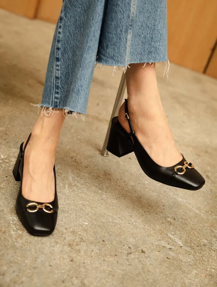 Abby Passion Black Women Bobbies Heeled Sandals