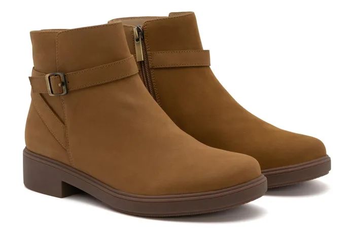 ABEO Footwear Compass Buckle Tan Nubuck Women Boots