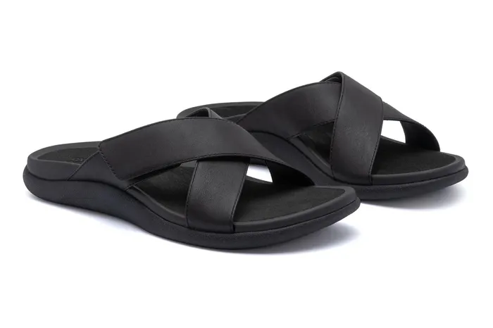 ABEO Footwear Laguna Slide Black Leather Women Sandals