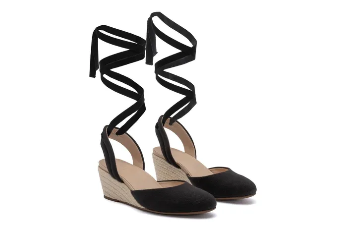ABEO Footwear Veranda Espadrille Lace Black Canvas Women Dress ABEO Footwear Veranda Espadrille Lace Black Canvas Women Dress