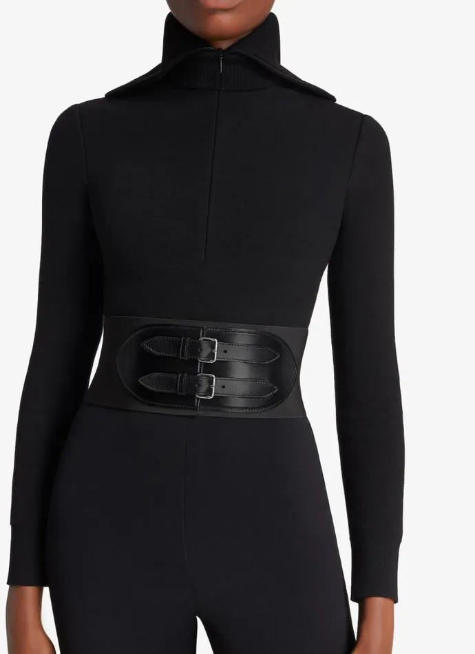 Alaa Belts CORSET ELASTIQUE BELT IN STRETCH AND CALFSKIN Black 8211 Women