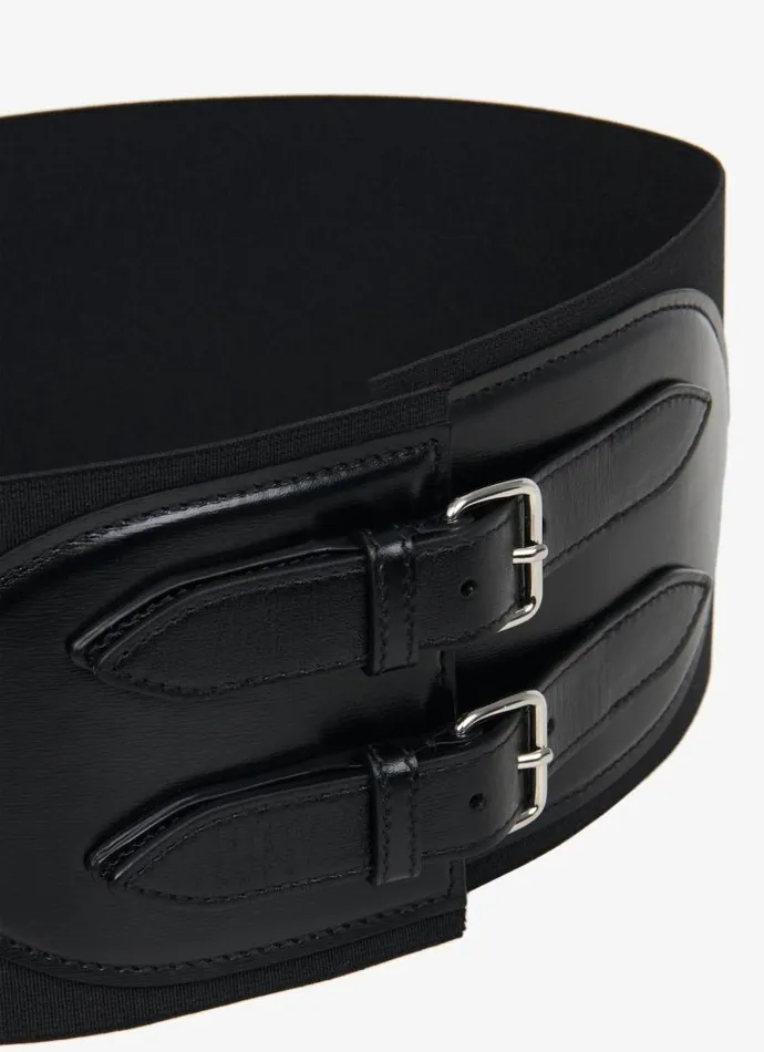 Alaa Belts CORSET ELASTIQUE BELT IN STRETCH AND CALFSKIN Black 8211 Women
