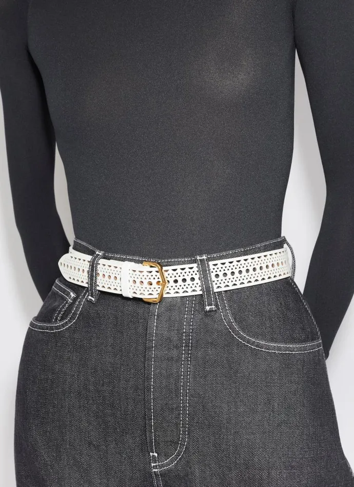 Alaa Belts NEO VIENNE BELT IN CALFSKIN White 8211 Women Alaa Belts NEO VIENNE BELT IN CALFSKIN White 8211 Women