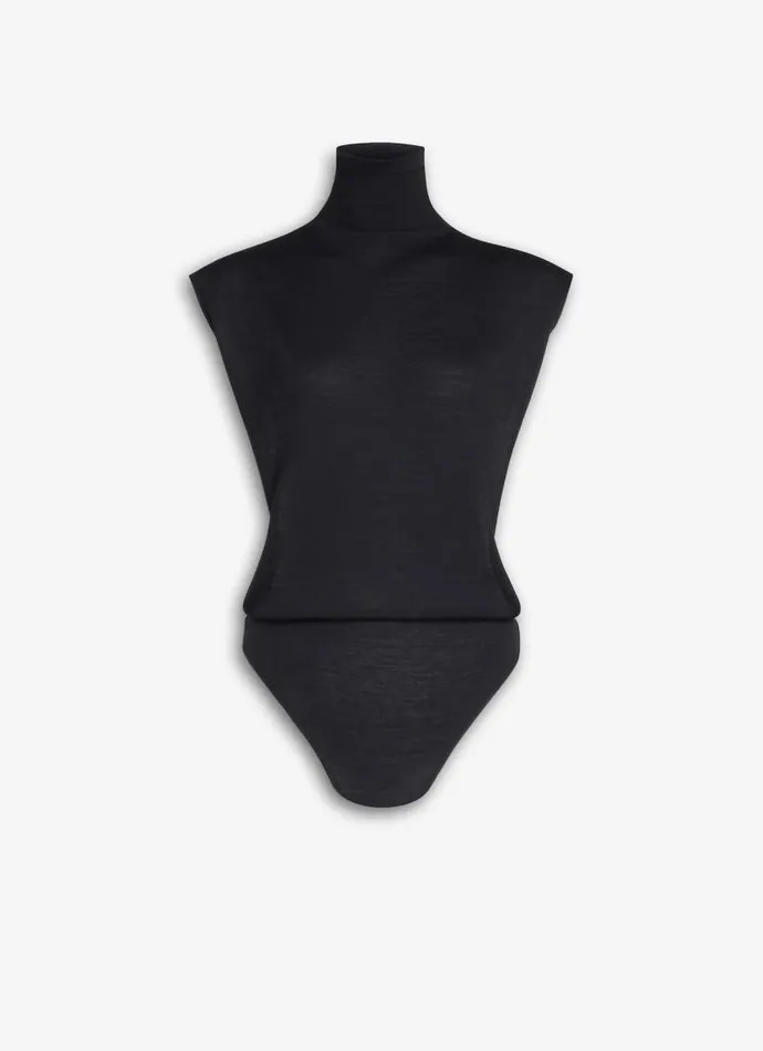 Alaa Bodysuits and Leggings CAP SLEEVE KNIT BODY Black 8211 Women
