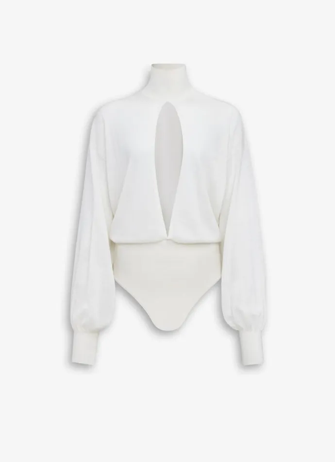 Alaa Bodysuits and Leggings FINE KNIT BODYSUIT White 8211 Women