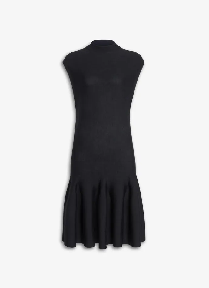 Alaa Dresses CAP SLEEVE DRESS IN SCULPTURAL GODET KNIT Black 8211 Women