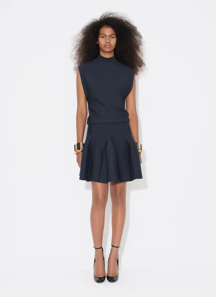 Alaa Dresses CAP SLEEVE DRESS IN SCULPTURAL GODET KNIT Black 8211 Women Alaa Dresses CAP SLEEVE DRESS IN SCULPTURAL GODET KNIT Black 8211 Women