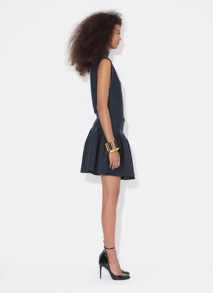 Alaa Dresses CAP SLEEVE DRESS IN SCULPTURAL GODET KNIT Black 8211 Women Alaa Dresses CAP SLEEVE DRESS IN SCULPTURAL GODET KNIT Black 8211 Women