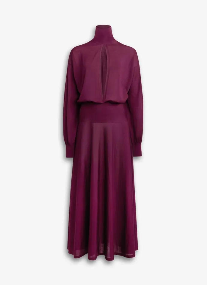 Alaa Dresses LONG FLOWING KNIT DRESS Burgundy 8211 Women