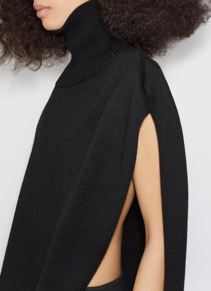 Alaa Knitwear KNITTED ASYMMETRICAL CAPE JUMPER Black 8211 Women