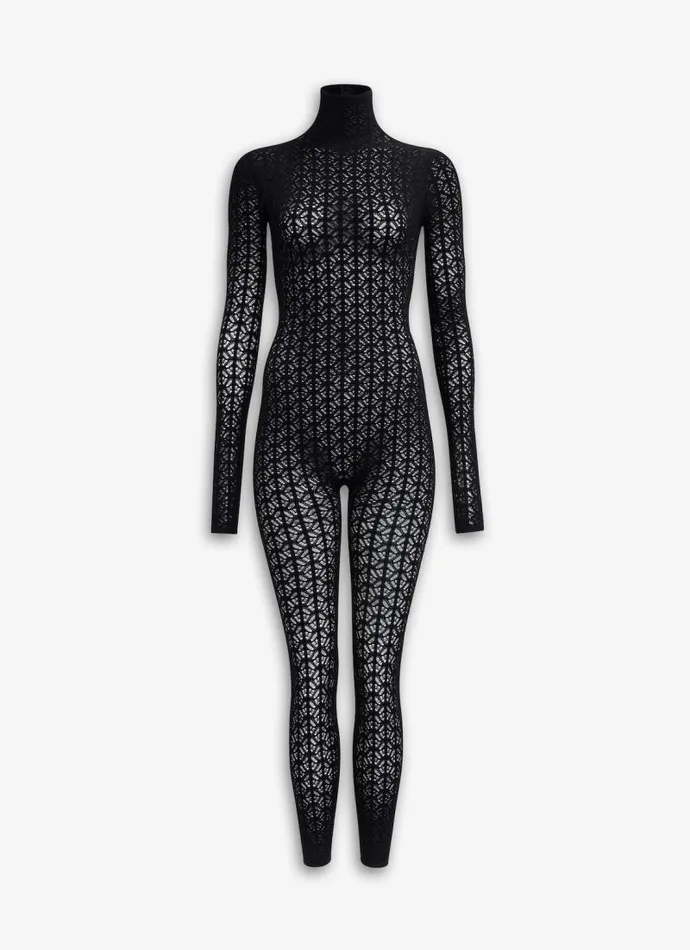 Alaa Knitwear LACE KNIT JUMPSUIT Black 8211 Women