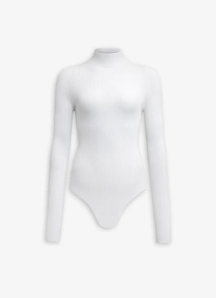 Alaa Knitwear RIBBED KNIT BODYSUIT White 8211 Women