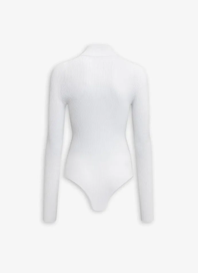 Alaa Knitwear RIBBED KNIT BODYSUIT White 8211 Women Alaa Knitwear RIBBED KNIT BODYSUIT White 8211 Women