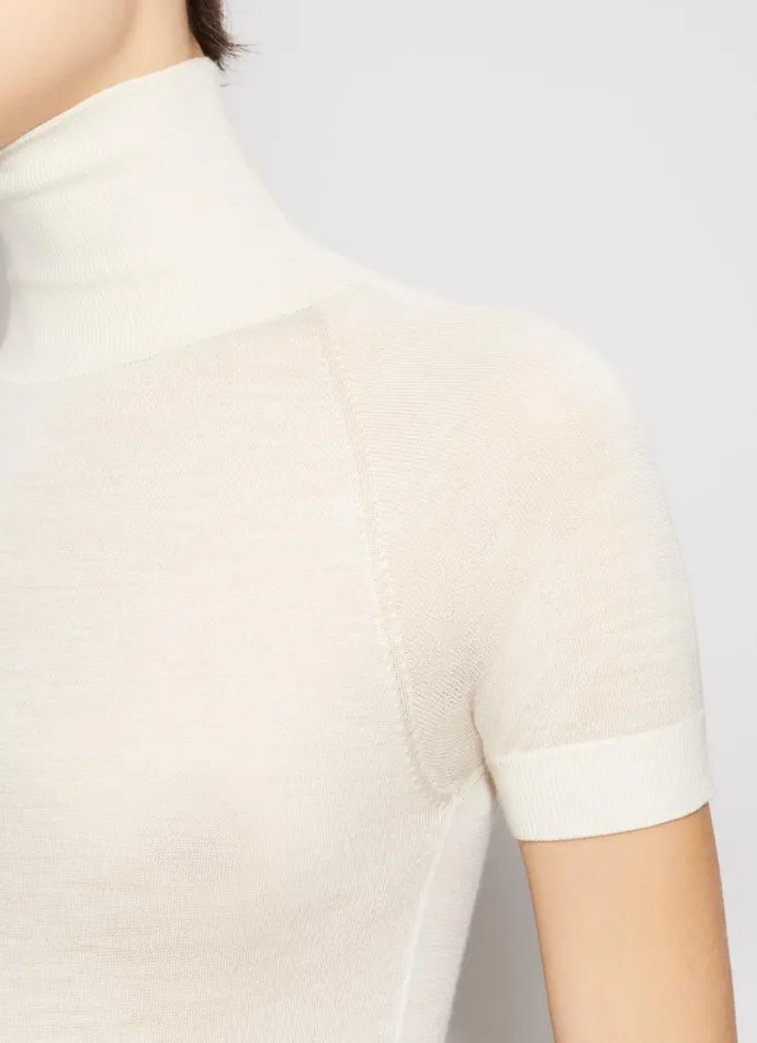 Alaa Knitwear SHORT SLEEVE BODY IN SHEER WOOL KNIT Natural White 8211 Women Alaa Knitwear SHORT SLEEVE BODY IN SHEER WOOL KNIT Natural White 8211 Women