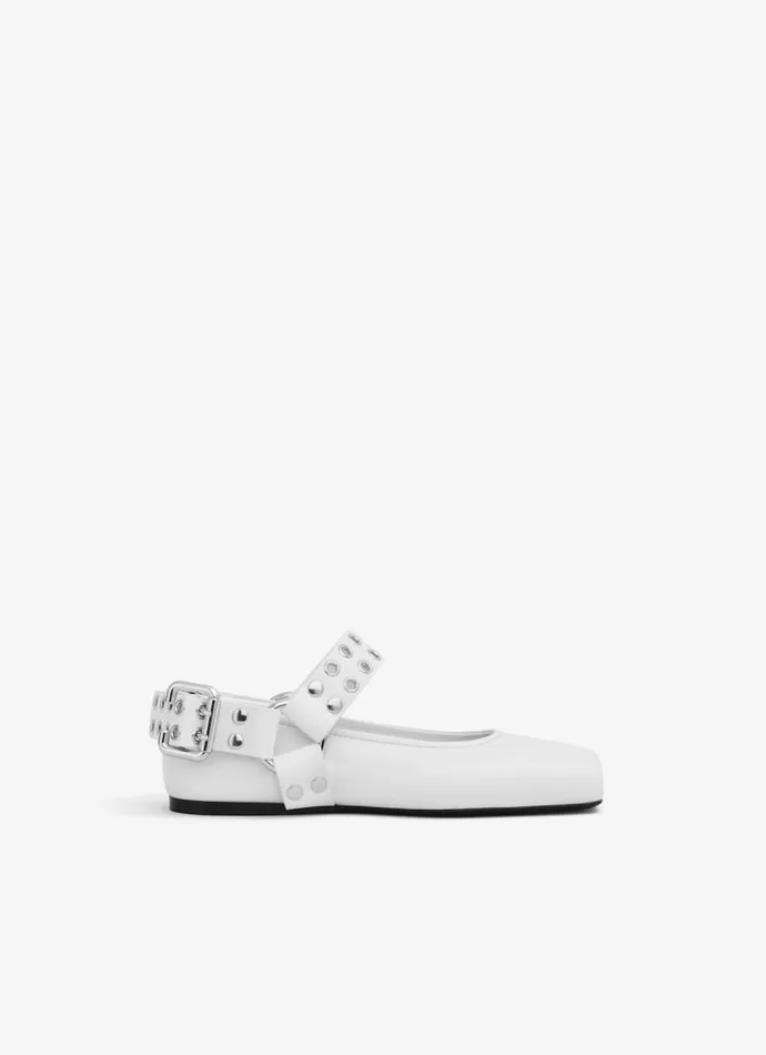 Alaa La Ballerine BIKER BALLET FLATS IN CALFSKIN White 8211 Women