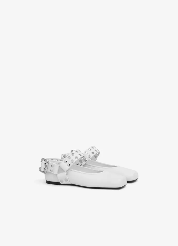 Alaa La Ballerine BIKER BALLET FLATS IN CALFSKIN White 8211 Women Alaa La Ballerine BIKER BALLET FLATS IN CALFSKIN White 8211 Women