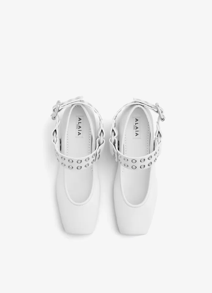 Alaa La Ballerine BIKER BALLET FLATS IN CALFSKIN White 8211 Women Alaa La Ballerine BIKER BALLET FLATS IN CALFSKIN White 8211 Women