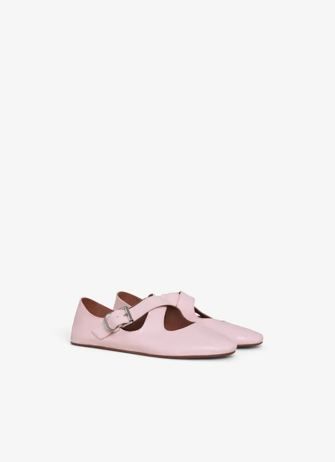 Alaa La Ballerine CRISS CROSS BALLET FLATS IN PATENT CALFSKIN Pink 8211 Women