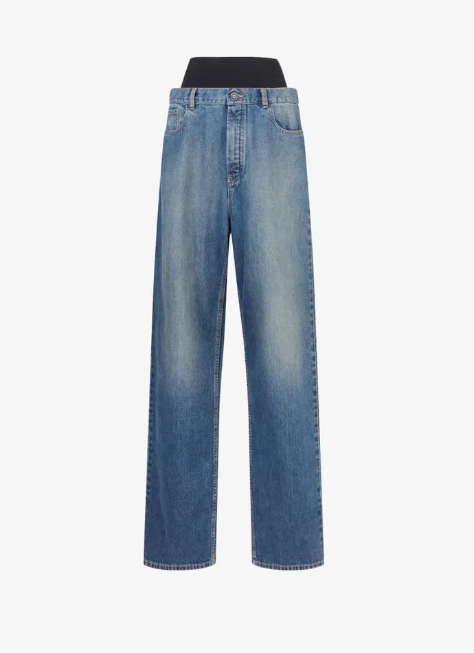 Alaa Pants and Shorts Knit Belt Denim Pant Blue 8211 Women
