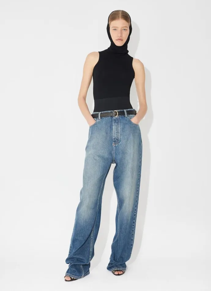 Alaa Pants and Shorts Knit Belt Denim Pant Blue 8211 Women Alaa Pants and Shorts Knit Belt Denim Pant Blue 8211 Women