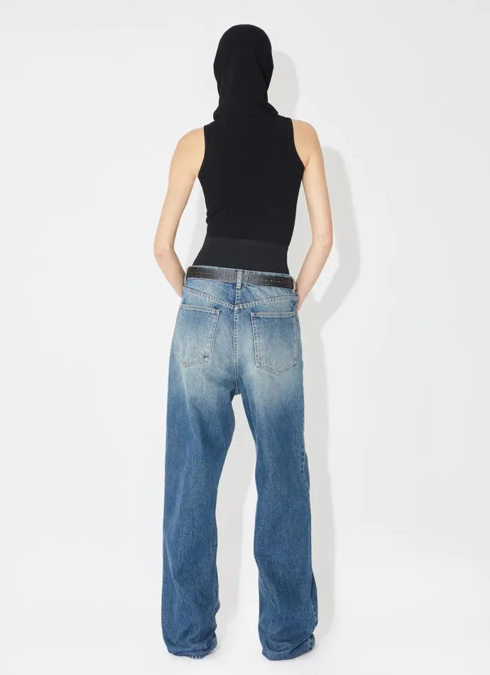 Alaa Pants and Shorts Knit Belt Denim Pant Blue 8211 Women Alaa Pants and Shorts Knit Belt Denim Pant Blue 8211 Women