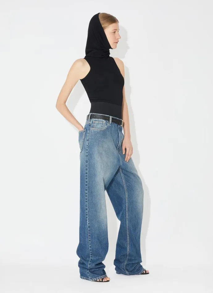 Alaa Pants and Shorts Knit Belt Denim Pant Blue 8211 Women Alaa Pants and Shorts Knit Belt Denim Pant Blue 8211 Women