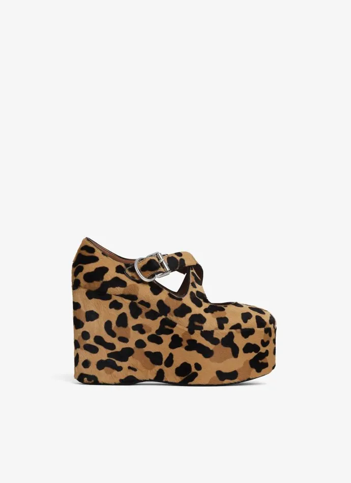Alaa Sandals CRISS CROSS WEDGES IN LEOPARD HAIRCALF Brown 8211 Women