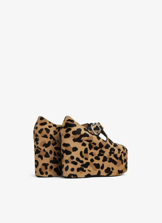 Alaa Sandals CRISS CROSS WEDGES IN LEOPARD HAIRCALF Brown 8211 Women