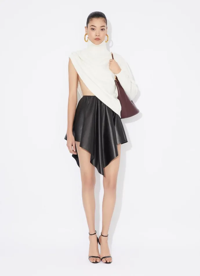 Alaa Skirts ASYMMETRICAL LEATHER SKIRT Black 8211 Women