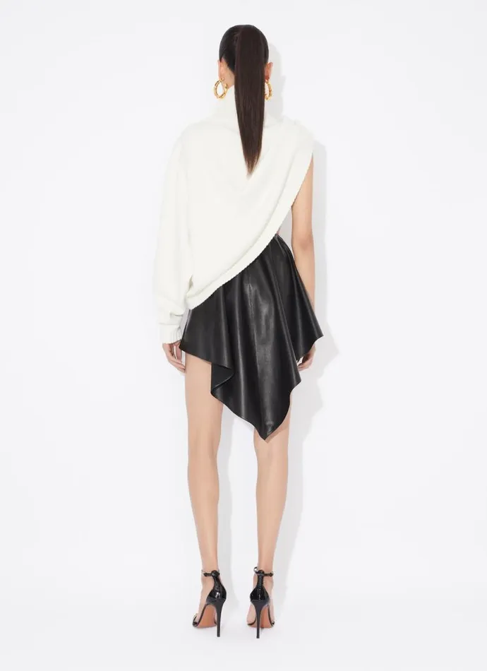Alaa Skirts ASYMMETRICAL LEATHER SKIRT Black 8211 Women