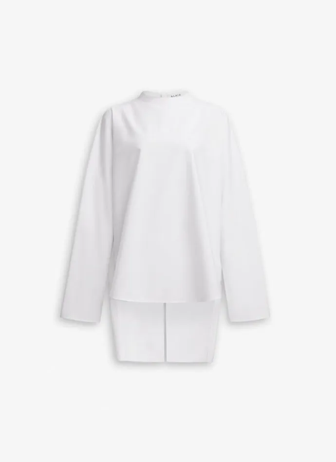 Alaa Tops and Shirts ASYMMETRIC TOP IN COTTON POPLIN White 8211 Women