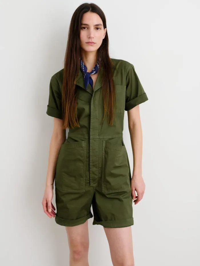 Alex Mill Jumpsuits Standard Short Jumpsuit In Cotton Twill Army Green 8211 Women