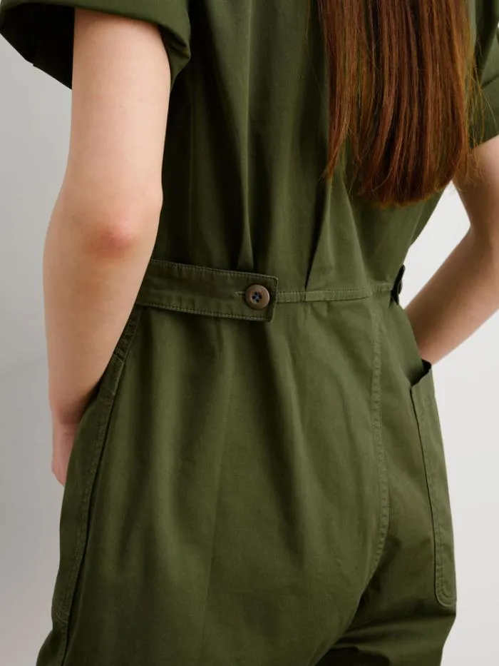 Alex Mill Jumpsuits Standard Short Jumpsuit In Cotton Twill Army Green 8211 Women