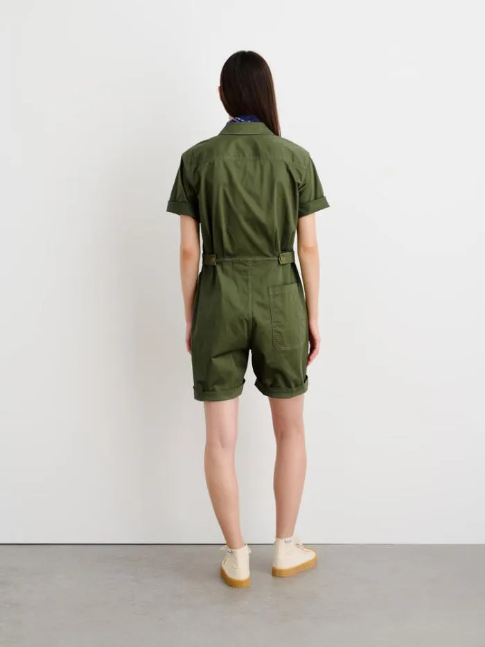 Alex Mill Jumpsuits Standard Short Jumpsuit In Cotton Twill Army Green 8211 Women