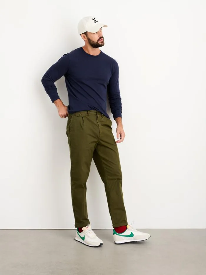 Alex Mill Pants Standard Pleated Pant In Chino Long Inseam Military Olive 8211 Men