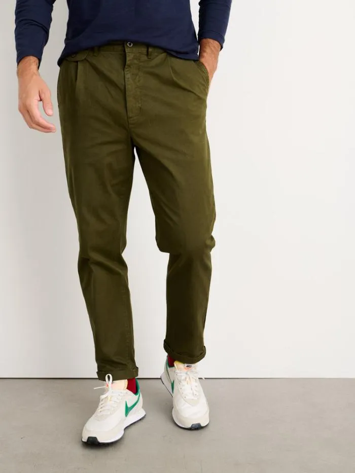 Alex Mill Pants Standard Pleated Pant In Chino Long Inseam Military Olive 8211 Men