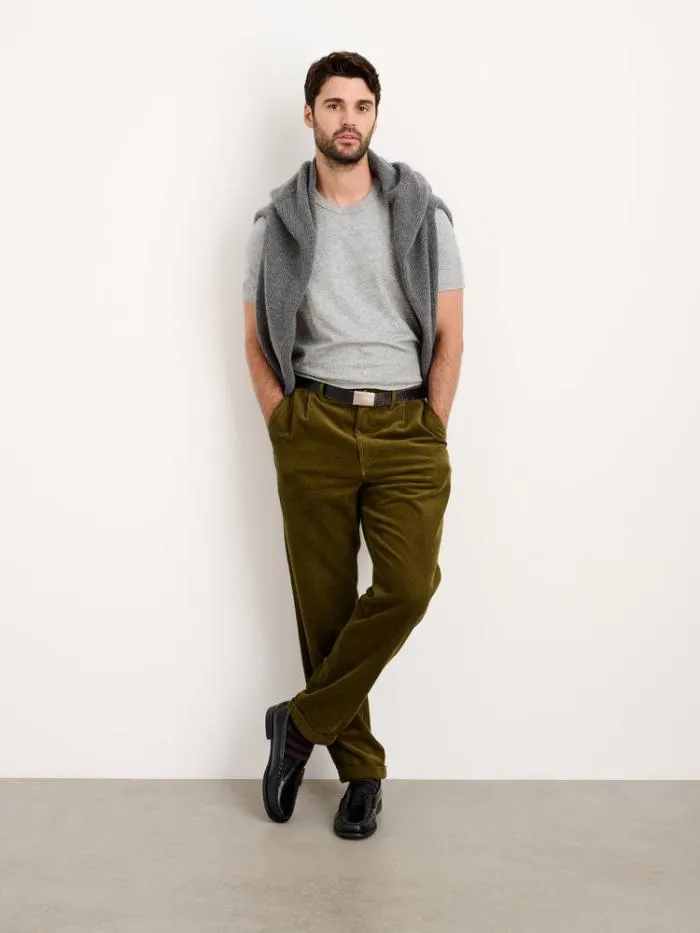 Alex Mill Pants Standard Pleated Pant In Corduroy Long Inseam Dark Olive 8211 Men
