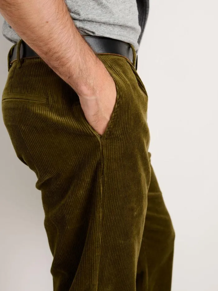 Alex Mill Pants Standard Pleated Pant In Corduroy Long Inseam Dark Olive 8211 Men