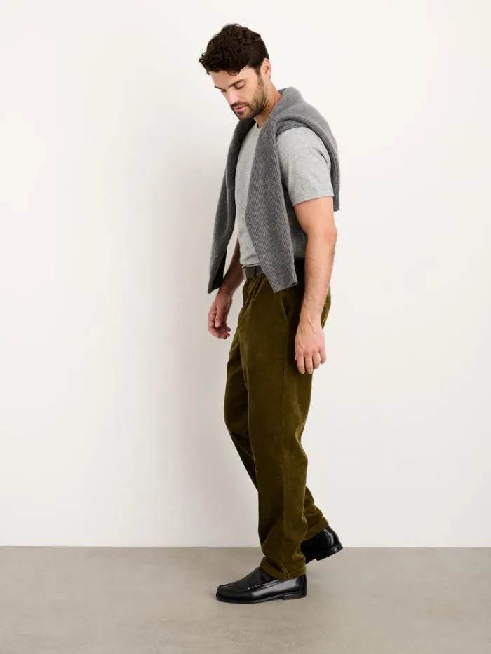 Alex Mill Pants Standard Pleated Pant In Corduroy Long Inseam Dark Olive 8211 Men