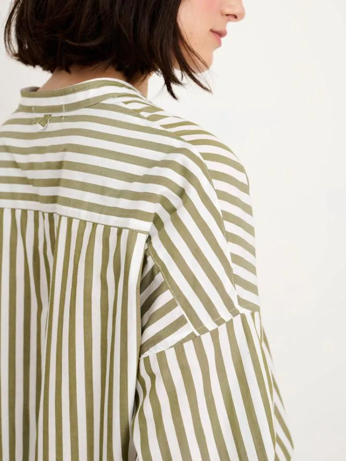Alex Mill Shirts Tops Jo Striped Shirt In Cotton Olivewhite 8211 Women