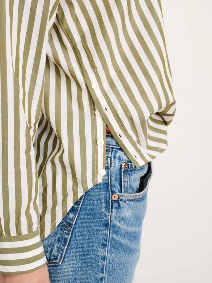 Alex Mill Shirts Tops Jo Striped Shirt In Cotton Olivewhite 8211 Women