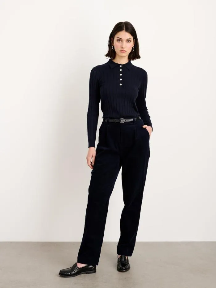 Alex Mill Sweaters Amanda Polo In Cotton Cashmere Neat Navy 8211 Women