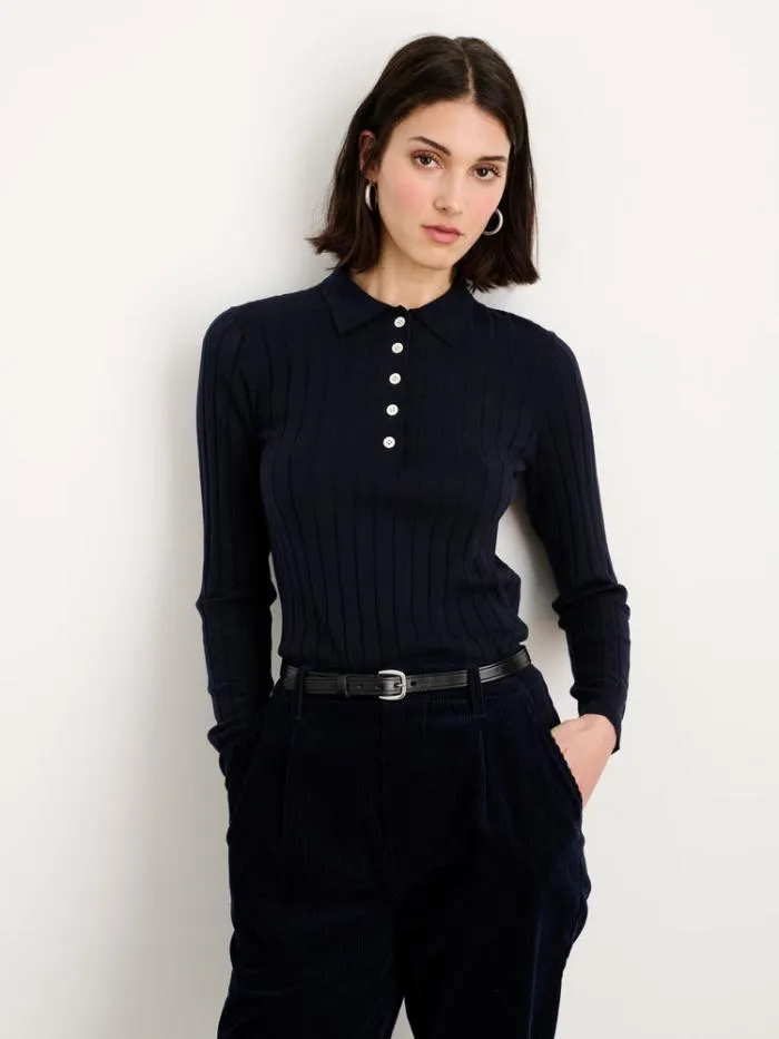 Alex Mill Sweaters Amanda Polo In Cotton Cashmere Neat Navy 8211 Women