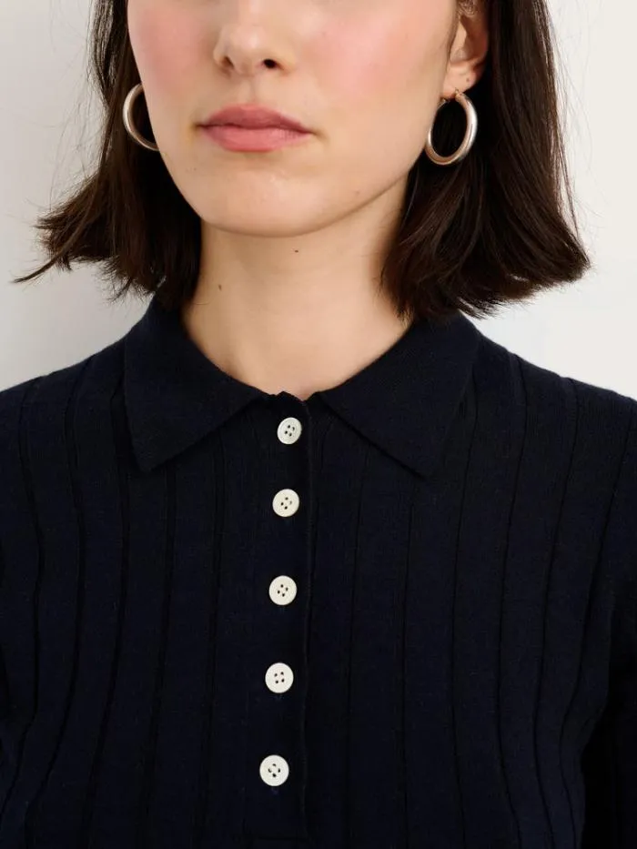 Alex Mill Sweaters Amanda Polo In Cotton Cashmere Neat Navy 8211 Women