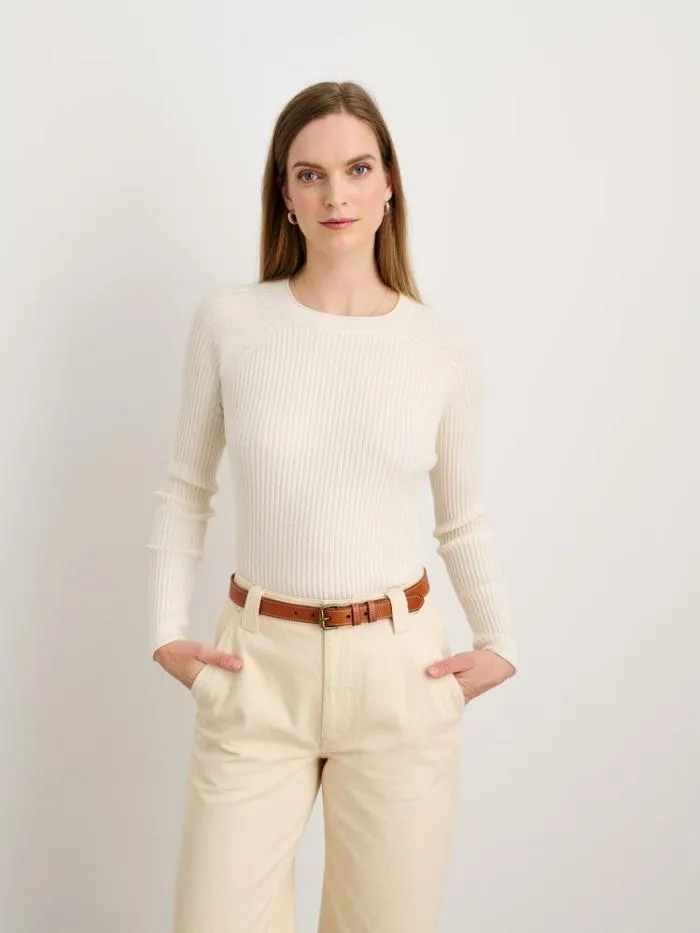Alex Mill Sweaters Ribbed Crewneck Sweater Ivory 8211 Women