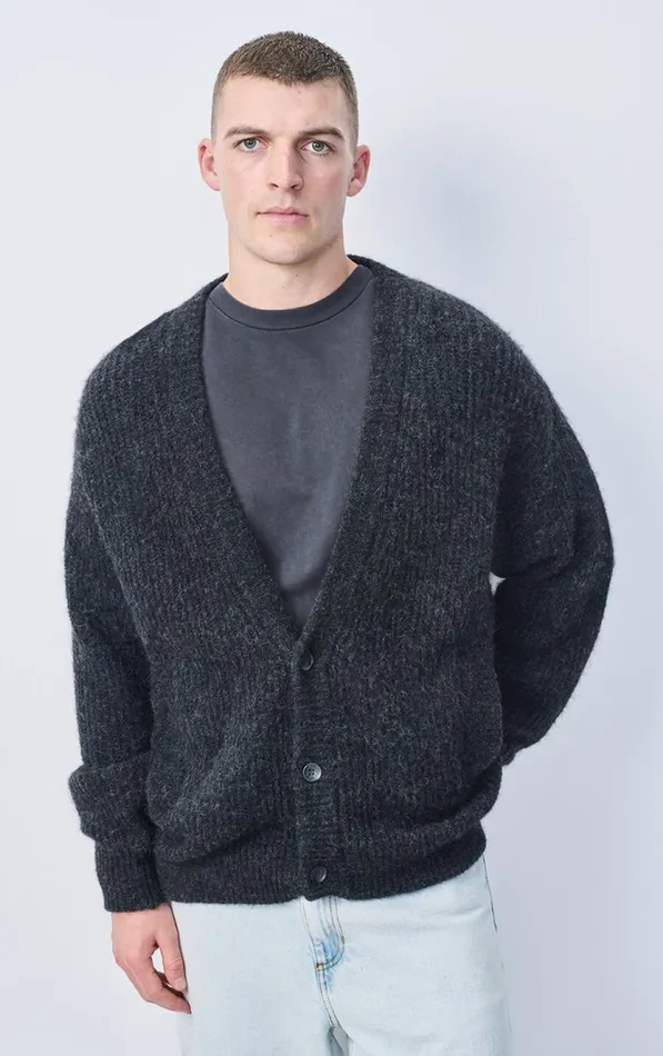American Vintage Jumpers and Cardigans Men Cardigan East Melange Charcoal