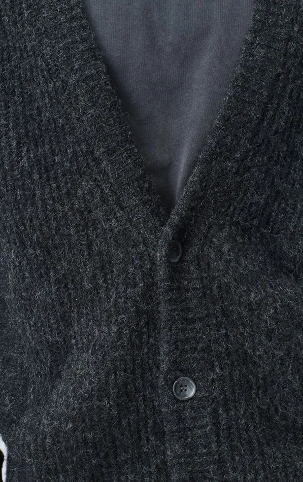 American Vintage Jumpers and Cardigans Men Cardigan East Melange Charcoal American Vintage Jumpers and Cardigans Men Cardigan East Melange Charcoal